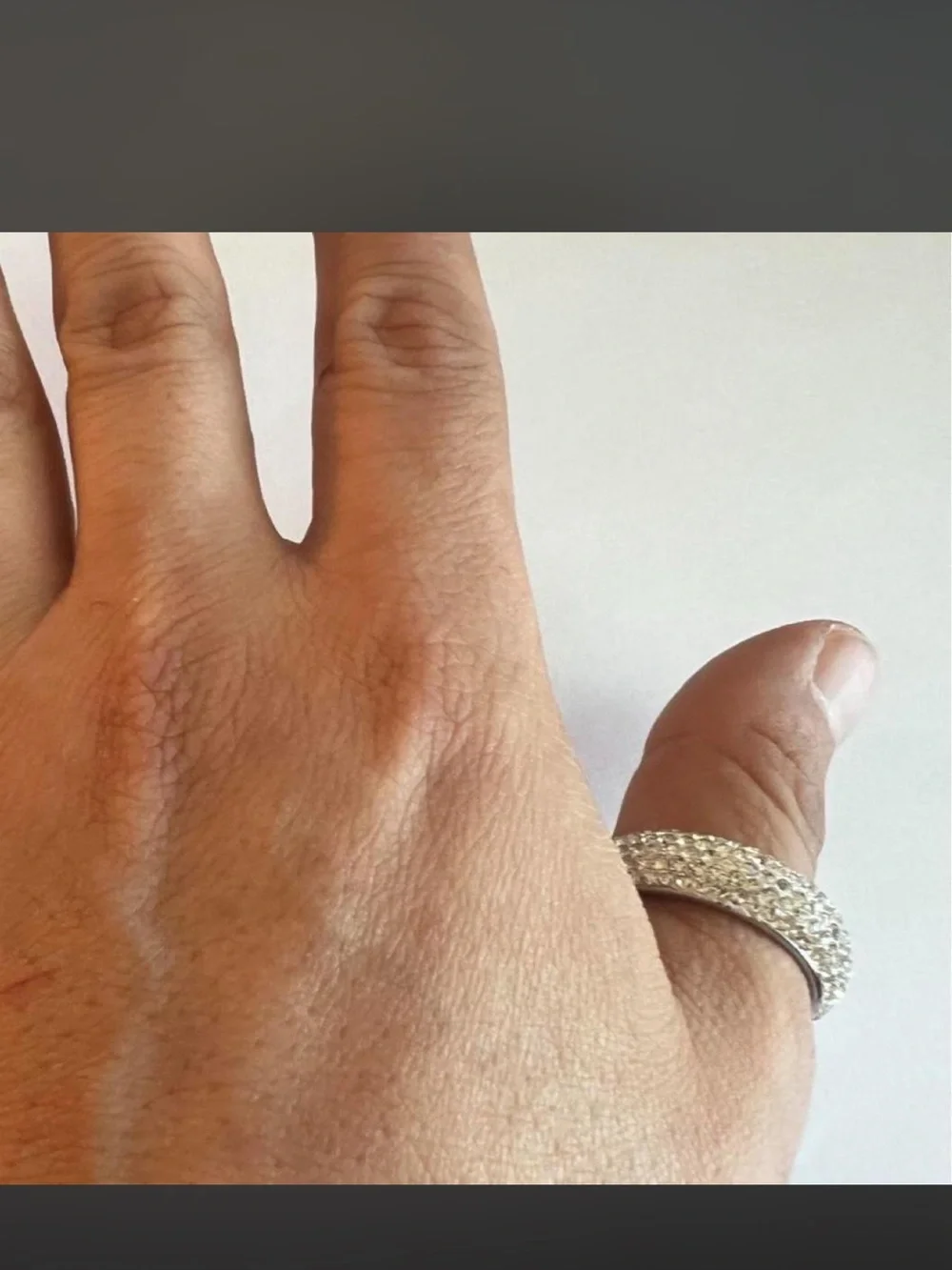 Titanium Pavé Crystal Ring Size 13 Wide Band Rhinestone Statement Ring